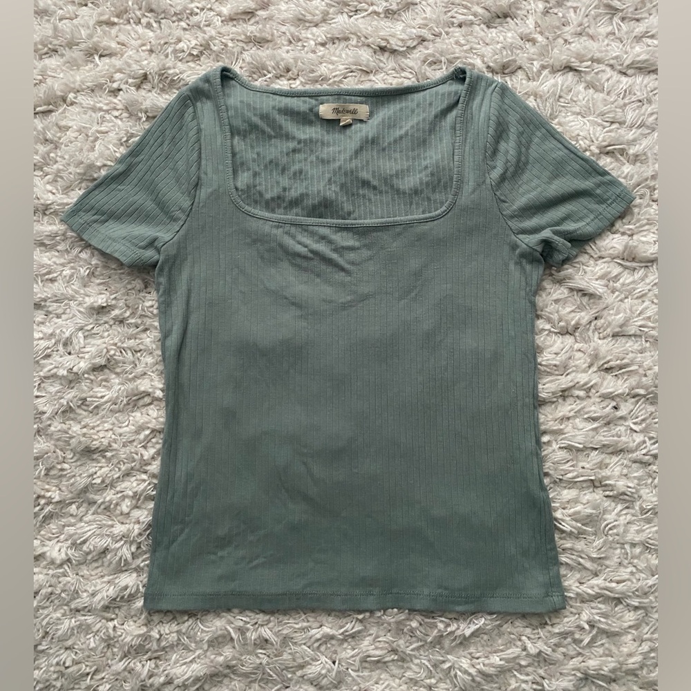 Ribbed Square-necked Madewell Cropped Tee